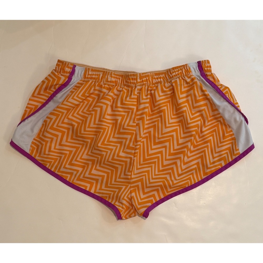 Nike Dri-FIT Running Shorts Orange White Chevron Zig Zag Purple Trim Womens M - Picture 3 of 11
